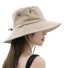 1 pièce Chapeau d"été unisexe multicolore pour l"extérieur, respirant et protection contre les UV pour la pêche, la randonnée, les voyages et le style cowboy avec un grand bord, décontracté