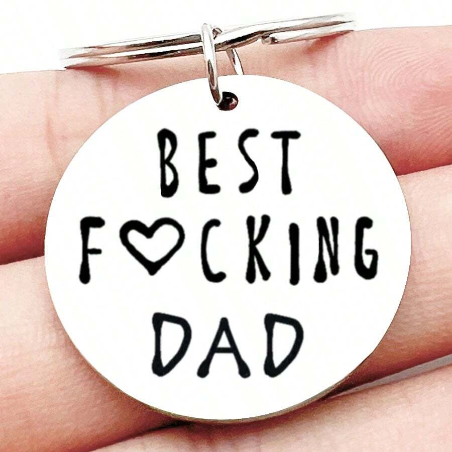 1 件最佳爸爸不锈钢钥匙扣，儿子/女儿送给爸爸的有趣礼物，可爱的父亲节礼物，汽车配件，包包挂饰