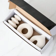 3 Stücke kreative asymmetrische Form Keramik Vase weiß moderner Minimalismus Boho Stil Blumenvase für Hochzeit Dinner Tisch Party Wohnzimmer Büro Schlafzimmer, moderne Heim- und Bürodekoration, Tischdekoration, Raumdekoration, dekoratives Geschenk, Heimdekoration, Blumenvase, Tischmittelpunkt, Tischdekoration Festivaldekorationsgeschenke Geburtstag Abschluss Einschulung Schulmaterial Glasvase