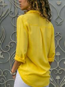 Blusa Casual De Moda Para Mujer Sólido Camisa