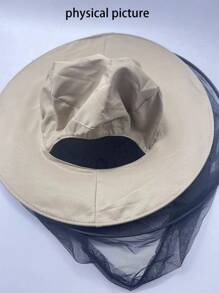 1 件透气钓鱼帽带蚊帐，轻便户外遮阳帽，可调节渔夫帽，适合徒步旅行和露营