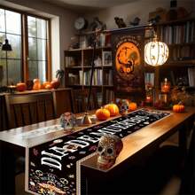 Camino de mesa de Halloween | Diseño multicolor de calavera | Colorido | Lavable para interiores y exteriores | Perfecto para decoraciones navideñas, fiestas festivas | Mantel de mesa de cocina/fiesta, Navidad
