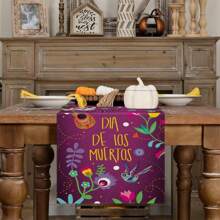 Camino de mesa de Halloween | Diseño multicolor de calavera | Colorido | Lavable para interiores y exteriores | Perfecto para decoraciones navideñas, fiestas festivas | Mantel de mesa de cocina/fiesta, Navidad