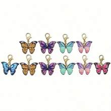 Charming Unique Butterfly Keychain Set, With Lobster Clasp - Multi-Function Fashion Accessory For Men & Women, Butterfly Jewelry Set In Various Colors Car Accessories Bag Charm School Letter - Color Mixing - View 6