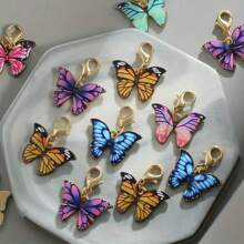 Charming Unique Butterfly Keychain Set, With Lobster Clasp - Multi-Function Fashion Accessory For Men & Women, Butterfly Jewelry Set In Various Colors Car Accessories Bag Charm School Letter - Color Mixing - View 5