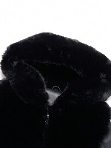 Giacca in ecopelle e pelliccia sintetica da donna con cintura di Giolshon - una scelta ideale per l'autunno/inverno, design alla moda con laccio in vita, adatta per uso casual o per andare al lavoro, elegante in colore nero - nero - Visualizzare 10