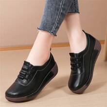 Zapatos para mujeres de mediana edad y mayores con suela de tendón de vaca, de estilo casual, cómodos, de suela blanda, de tacón bajo y antideslizantes - Negro - Ver 2
