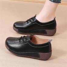 Zapatos para mujeres de mediana edad y mayores con suela de tendón de vaca, de estilo casual, cómodos, de suela blanda, de tacón bajo y antideslizantes - Negro - Ver 6