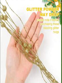 12 件圣诞树人造闪光浆果茎饰品闪光树枝家居节日圣诞派对装饰用品，圣诞节 - 彩色 - 查看 5