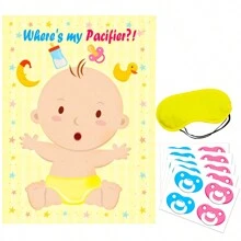 Pin The Pacifier On The Game Large Poster Games For Shower Party Birthday Party Supplies - 24 Pacifier Stickers,Christmas - Multicolor - View 6