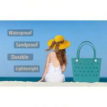 Beach Bag Rubber Tote Bag, Travel Tote Bag Waterproof Sandproof For Boat Pool Camping, Travel Camping Beach Handbag - Royal Blue - View 4