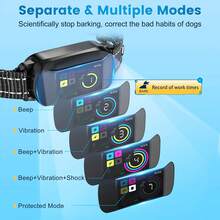 Bark Collar For Large Medium Small Dogs, Safe & Humane Bark Collar With Beep Vibration Shock, Recordable & Rechargeable Bark Collars, Smart Protection Technology Waterproof Dog Training Collar - Black - View 3