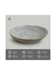 Set Of Deep Bio Latte Ceramic Plates Porto Brasil Kit 6 Units - 綠色 - 查看 6