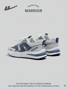 全新时尚休闲软底系带低帮皮革运动舒适防滑户外运动鞋女式 - 藍色 - 查看 6