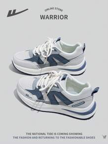 全新时尚休闲软底系带低帮皮革运动舒适防滑户外运动鞋女式 - 藍色 - 查看 4