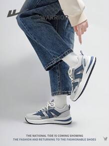 全新时尚休闲软底系带低帮皮革运动舒适防滑户外运动鞋女式 - 藍色 - 查看 9