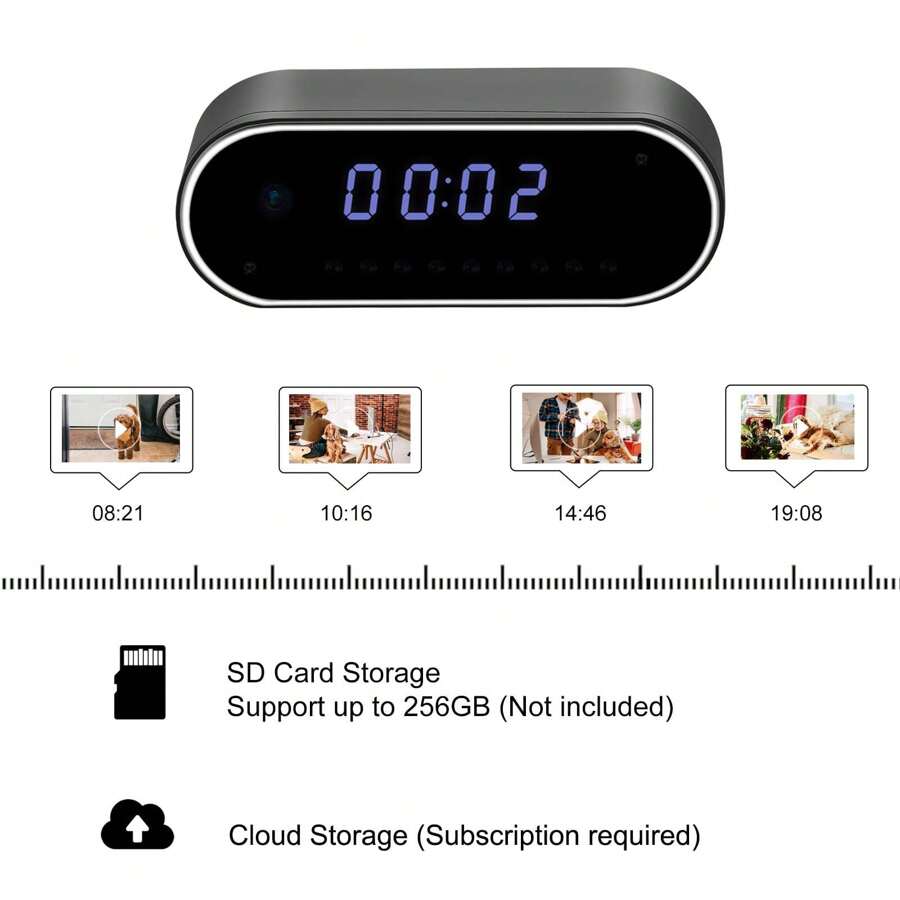 1pc Mini Hidden Spy Camera With Built-In Clock Design, 2K Ultra HD ...