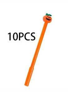 10pcs Halloween Gel Pen - Cute Pumpkin And Skeleton Pattern, Party Gifts, School And Office Supplies Halloween Pen Halloween Handicrafts Supplies 0.5mm Thin Pointed Black Ink Birthday - Multicolor - View 2