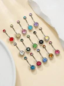 20 件随机肚脐环穿孔多件装肚脐环香蕉杠铃彩色身体肚脐环肚脐杠铃球不锈钢身体穿孔首饰适合女性和情侣