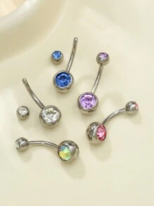 20 件随机肚脐环穿孔多件装肚脐环香蕉杠铃彩色身体肚脐环肚脐杠铃球不锈钢身体穿孔首饰适合女性和情侣