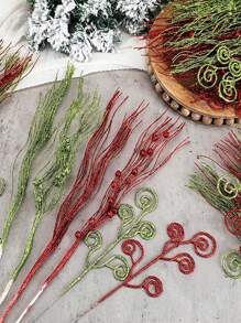 12 件圣诞装饰闪光茎糖果圈金粉人造闪光浆果茎饰品闪光树枝家居节日圣诞派对装饰用品，圣诞节 - 彩色 - 查看 7