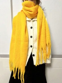 1 Women'solid Color Mohair Scarf Female Autumn Winter 2024 New All-In-One Neck Korean Version Of Advanced Sense Thick Warm Cape Suitable For Daily Use Accessories Women - Multicolor - View 28