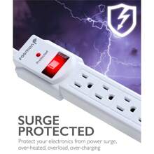 Fosmon 4-Outlet Surge Protector With 3ft Extension Cord, [ETL Listed] Indoor Flat Outlet Power Strip Extender With LED Indicator (490J) - Xem 4