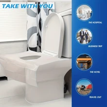 10/50/100 pièces Housses de siège de toilette jetables pour voyage - Housses de siège de toilette portables pour voyages et hôtels, grande taille, couvre-siège en papier imperméable et universel, dissolvable, décoration de salle de bain pour l'été