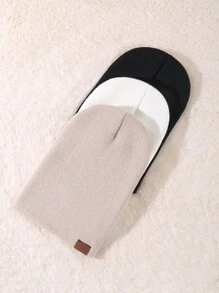 3 gói mũ len vá da mùa đông Unisex mũ len acrylic mũ len rộng vành mũ len trùm đầu ngoài trời cho nam nữ - Nhiều màu - Xem 4