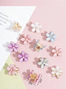 12 件装儿童甜美山茶花公主发夹，女孩迷你侧刘海发夹可爱小发饰