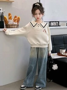 少女治愈系兔子印花卫衣 - 米色 - 查看 3