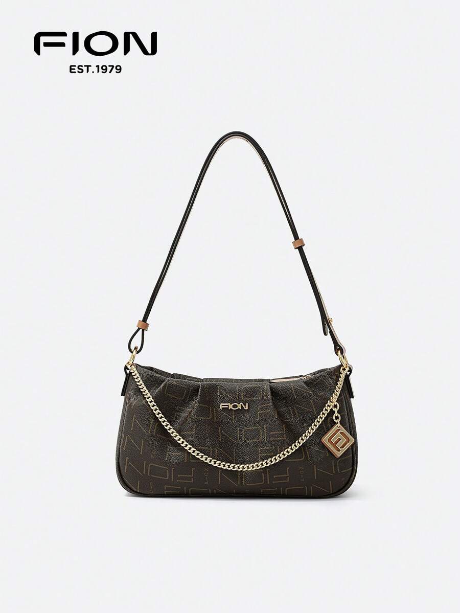 FION Shoulder Bag Women Handbag With Signature Monogram,Fashion Chain Purse Bag For Daily Use FAAFJGC158 - Brown - View 1
