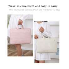 2024 新款 PU 笔记本电脑包，带拉链开口，适合 14 英寸/ 15 英寸/ 15.6 英寸/ 16 英寸笔记本电脑，男女通用设计教室笔记本电脑内胆包电脑包旅行笔记本电脑保护套笔记本电脑包学校笔记本电脑包女士教师平板电脑包公文包大学电脑包宿舍 - 黑色 - 查看 10