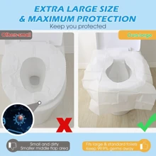 10/50/100 pièces Housses de siège de toilette jetables pour voyage - Housses de siège de toilette portables pour voyages et hôtels, grande taille, couvre-siège en papier imperméable et universel, dissolvable, décoration de salle de bain pour l'été