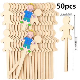 Giant Wooden Craft Sticks - People Shaped, For DIY Projects, Classrooms And Home Decor, Wooden Craft Cutouts, Wooden Craft Shapes