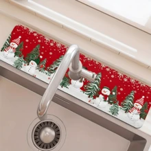 1 件圣诞印花吸水速干垫，防水防滑，适用于浴室、厨房、农场和办公室、水龙头装饰 - 彩色 - 查看 3