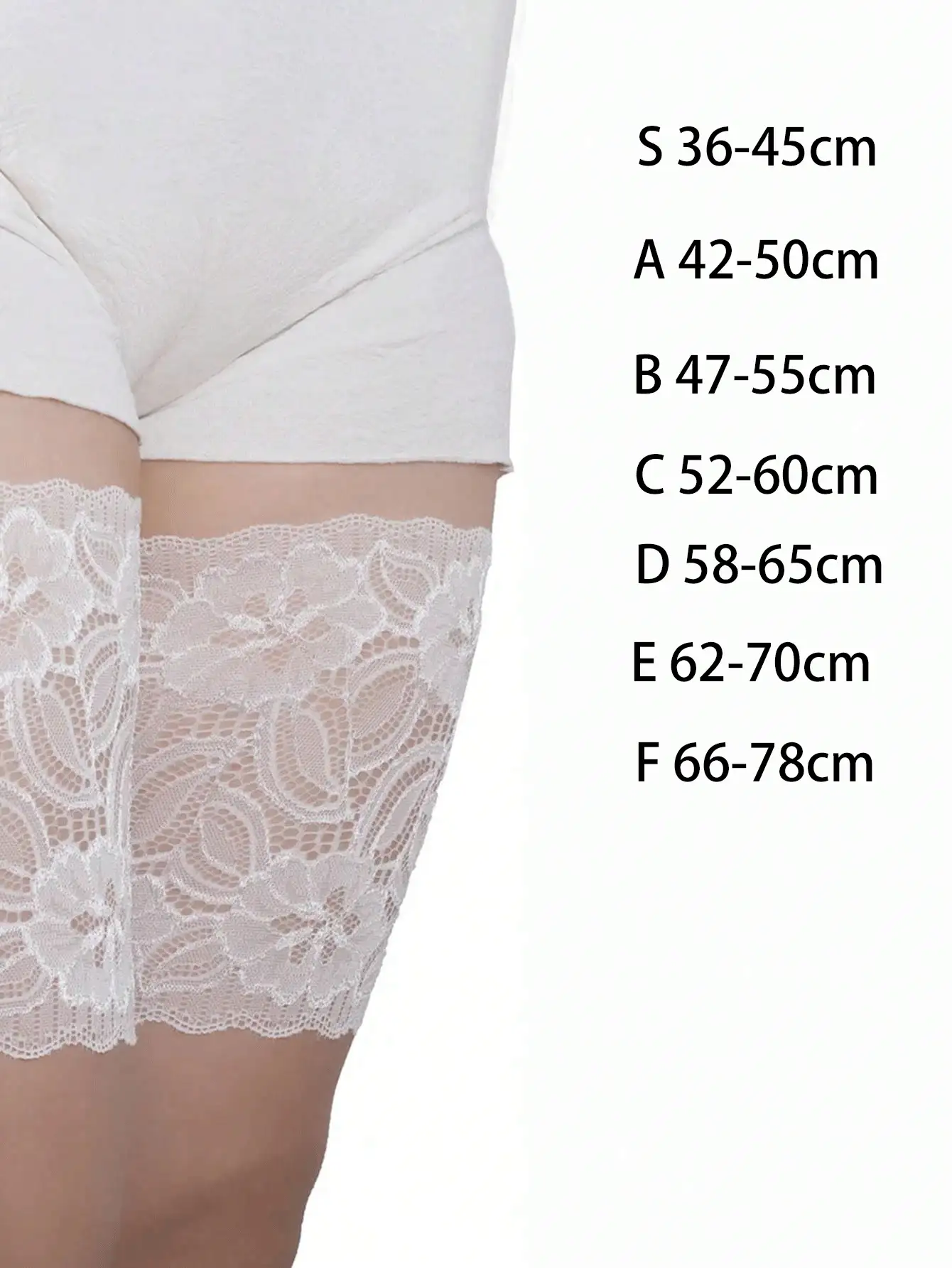 2 piezas Ligas de silicona antideslizante para medias, bandas elásticas para el muslo para evitar fricción - Blanco - Ver 2