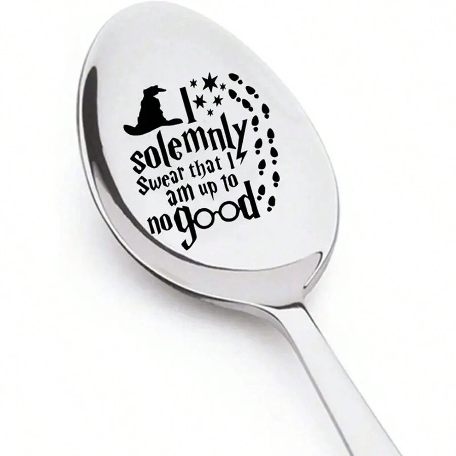 1pc, Wizard Spoon, Metal Spoons, Engraved Spoon, I Solemnly Swear My Spoon Is So Good, Holiday Gift, Party Gift, Birthday Gift,Kitchen,Christmas Gift