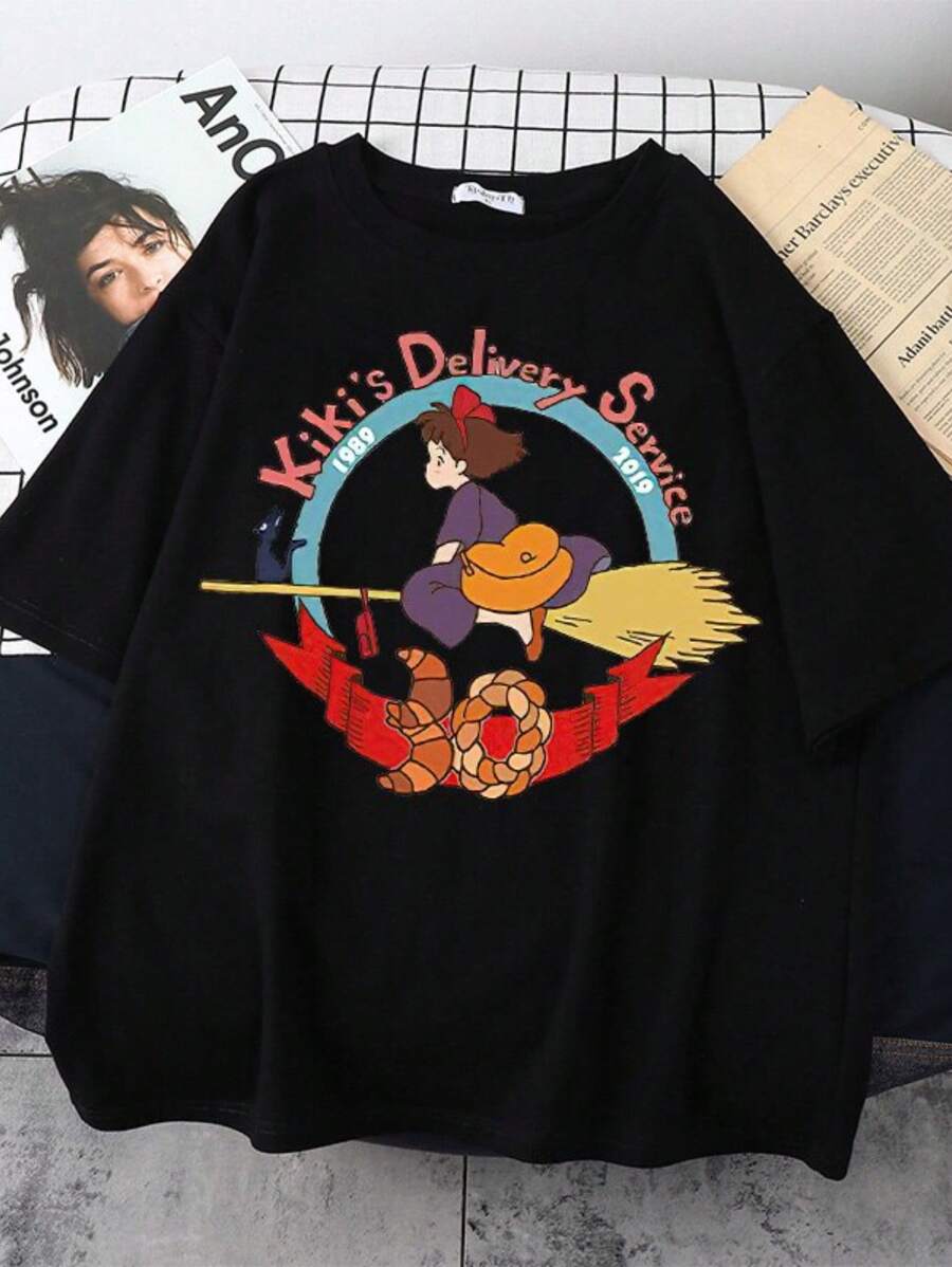 Kiki Na Broom Women's Printed T-Shirt - 黑色 - 查看 1