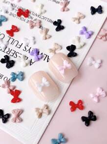 50 Pieces Of Resin, Small Bow, Design Nail Decoration, DIY Mini Bow, Nail Design, Nail Salon, Japanese And Korean Minimalist Fashion, Nail Products, Nail Charm, Nail Art, Nail, Random Mixing Of Various Colors Summer, Candy Color, Nail DIY Nails Charms Nails Supplies Nail Gems