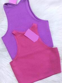 Ropped Tank Top - 紫色 - 查看 1