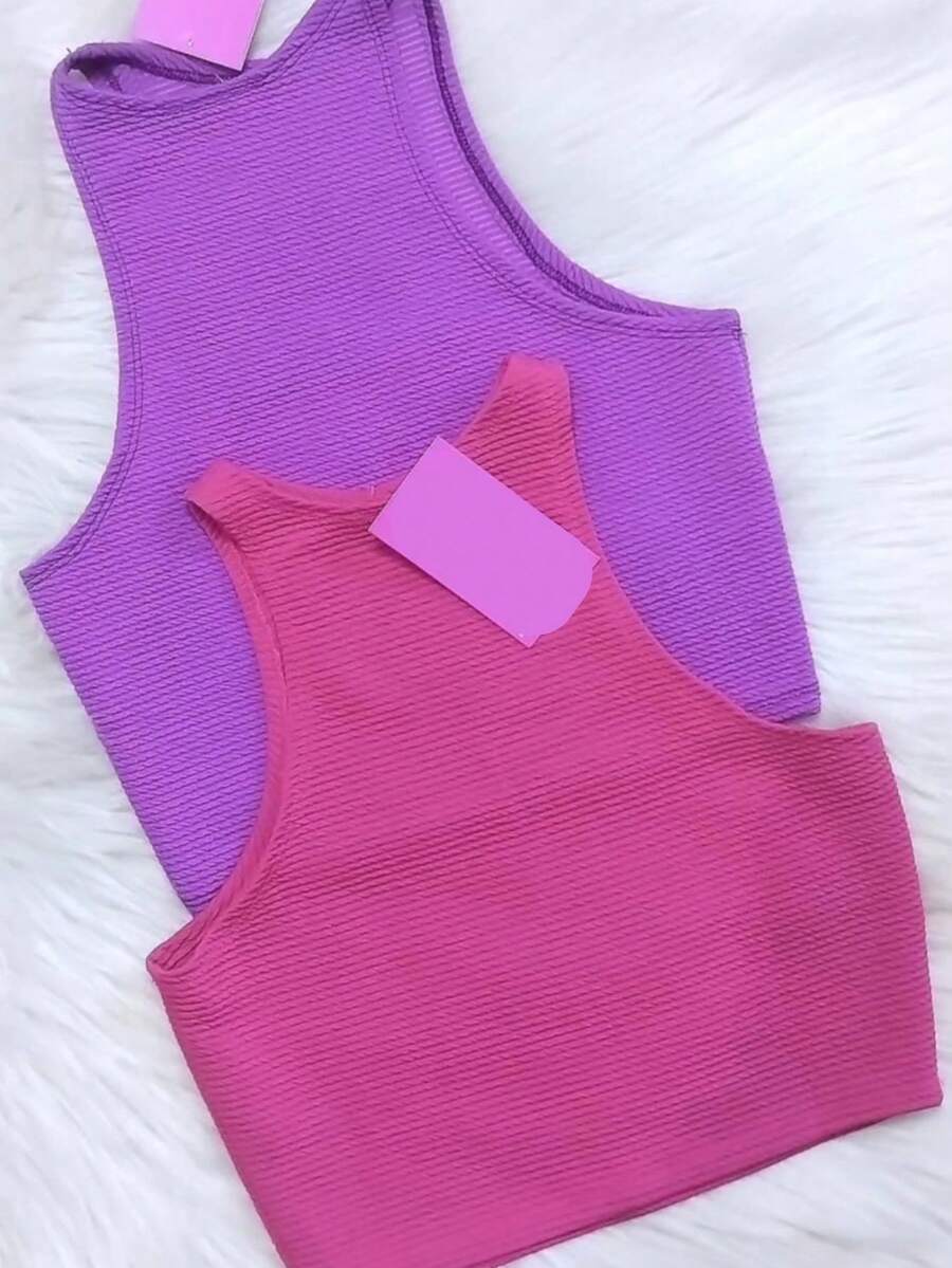 Ropped Tank Top - 紫色 - 查看 1