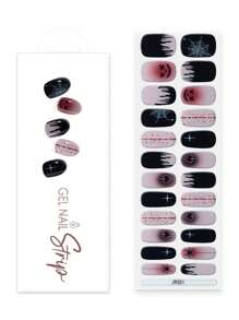 24 指半固化凝胶指甲贴，持久、快速定型、完美贴合、万圣节风格、女士和女孩全指甲膜、万圣节派对使用（未配备紫外线灯和工具，需自行购买） - 彩色 - 查看 13