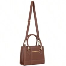 Women's Medium Square Crossbody Bag Modern Basic Shoulder And Hand Bag - Camel - Ver 3