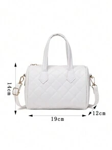 1 件纯色简约绗缝迷你斜挎包，轻奢时尚迷你单肩包，女士拉链迷你手提包，适合女性、女孩、女孩、节日礼物、度假、旅行、礼品。 - 白色 - 查看 3