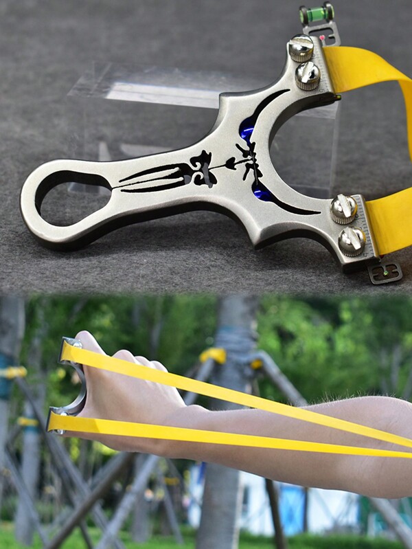 1 pièce Lance-pierres en acier inoxydable pour le tir à l'extérieur avec un élastique plat, pour la pratique et la compétition de tir à l'extérieur, jouets récréatifs pour la pêche et la chasse aux oiseaux à l'extérieur