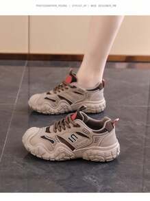 女士休闲运动鞋、平底运动鞋、运动路跑鞋 - 卡其 - 查看 8
