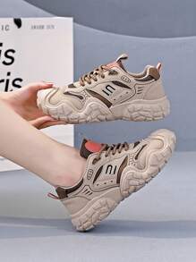 女士休闲运动鞋、平底运动鞋、运动路跑鞋 - 卡其 - 查看 11