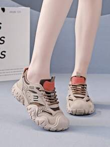 女士休闲运动鞋、平底运动鞋、运动路跑鞋 - 卡其 - 查看 10