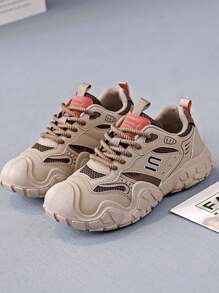 女士休闲运动鞋、平底运动鞋、运动路跑鞋 - 卡其 - 查看 2